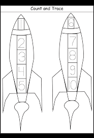 Number Tracing Rocket 1 Worksheet Free Printable