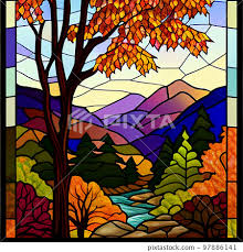 Stained Glass Autumn Leaves Ai Image
