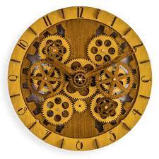 Wooden Moving Gears Wall Clock Home