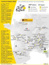 CARTE - Tour de France 2020 : découvrez le parcours complet, étape par étape,  de la 107e édition