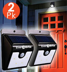 2 Pack Of Ever Brite Solar Powered Deluxe Outdoor Security Lights Pulsetv