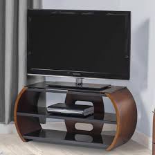 Curved Lcd Tv Stand In Black Glass Top