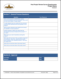 post project review survey questionnaire