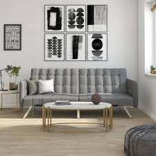 dhp eva gray linen upholstered