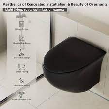 simple project wall mounted round toilet bowl only in black with soft close cover