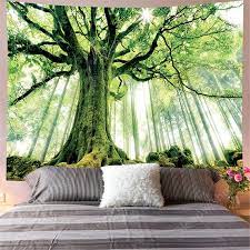 Virgin Forest Tapestry Green Tree In