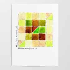 Color Chart Quinacridone Burnt Orange Ds And Phthalo Yellow Green Ds Poster By Anyatoomre