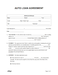 free auto loan agreement pdf word