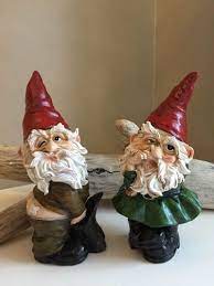 2 Saucy Garden Gnomes Statue