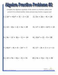 Algebra Worksheets Solving Equations