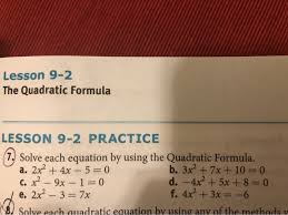Solved Lesson 9 2 The Quadratic Formula