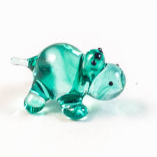 Glass Green Hippo Small Figurine