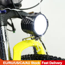 Electric Bicycle Led Headlight 12w 36v 48v Waterproof E Bike Front Light Flashlight 4 Lights With Horn For Ebike Electric Bicycle Accessories Aliexpress
