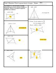 Sides and angles of congruent triangles have the same measure. Triangle Similarity Review 1 Pdf Liani Unit 5 Practice Test Congruent Similar Triangles Name For Numbers 1 5 Decide If There Is Enough Information Course Hero