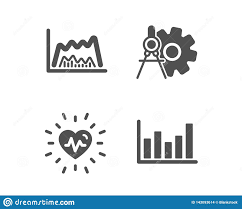 Heartbeat Trade Chart And Cogwheel Dividers Icons Column