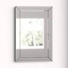 Glass Wood Frame Wall Rectangular Mirror
