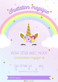 invitation magique pour licorne par