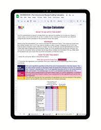 recipe scaling calculator workbook