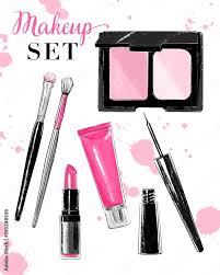 cosmetics for makeup flat lay makeup