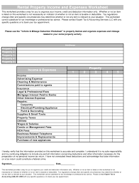 Rental Property Income And Expenses Worksheet Expert Tax