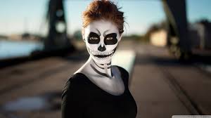 woman in sugar skull makeup photo hd