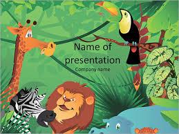Cartoon Characters In The Jungle Powerpoint Template Infographics Slides