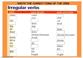 Complete Pet Irregular Past Simple And Past Participle Verb