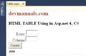 htmltable exle in asp net using c