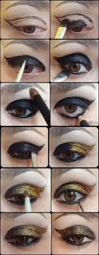 golden glitter winged eyeliner pictures