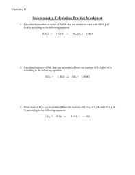 stoichiometry calculation practice