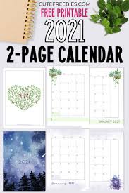 Who gives away free calendars? 2021 Monthly Calendar Two Page Spread Free Printable Cute Freebies For You