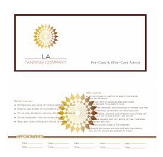 La Tanning Pre Care After Care Advice Appointment Slips