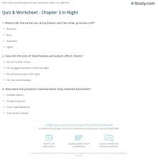 Quiz & Worksheet - Chapter 3 in Night | Study.com