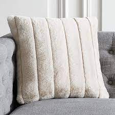 faux fur oat modern throw pillow cb2