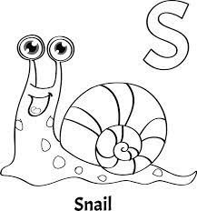 snail letter s coloring page free