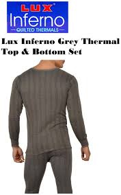 Lux Inferno Mens Grey Thermal Set Full Sleeves Top Slim Lower