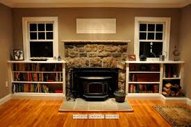 Stone Fireplace With Book Shelves