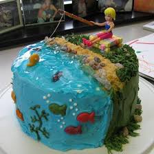 I made this fish birthday cake for my son (11 yrs.) and my husband's birthday (lost count!). Not Too Complicated Cake Fish Cake Cake Decorating