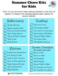 Summer Chore Kits And Screen Time Checklist For Kids