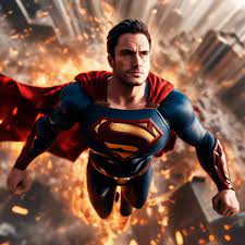 Супермен летит в небе, на фоне …» — создано в Шедевруме