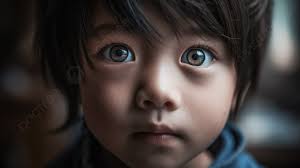young asian boy in close up portrait