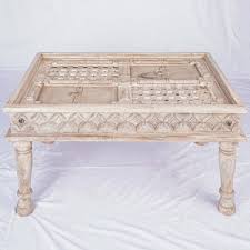 hand carved wooden vintage coffee table