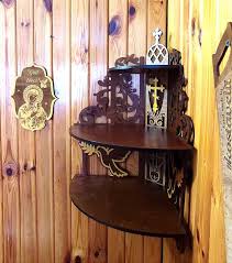 Wooden Corner Shelf For Icons Catholic