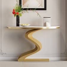 Gold Curved Console Table