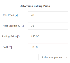 profit margin to selling calculator