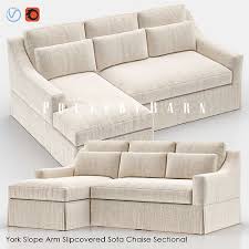 York Slope Arm Slipcovered Sofa Chaise