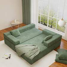 J E Home 121 95 In W Armless 3 Piece Teddy Velvet Modular 6 Seater Free Combination Sectional Sofa In Black Green