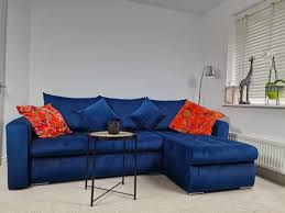 universal corner sofa bed in navy with