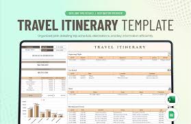travel itinerary template in excel