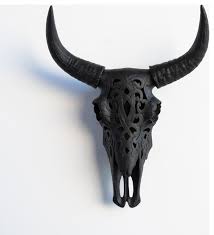 Faux Cow Skull Decorative Carved Bison